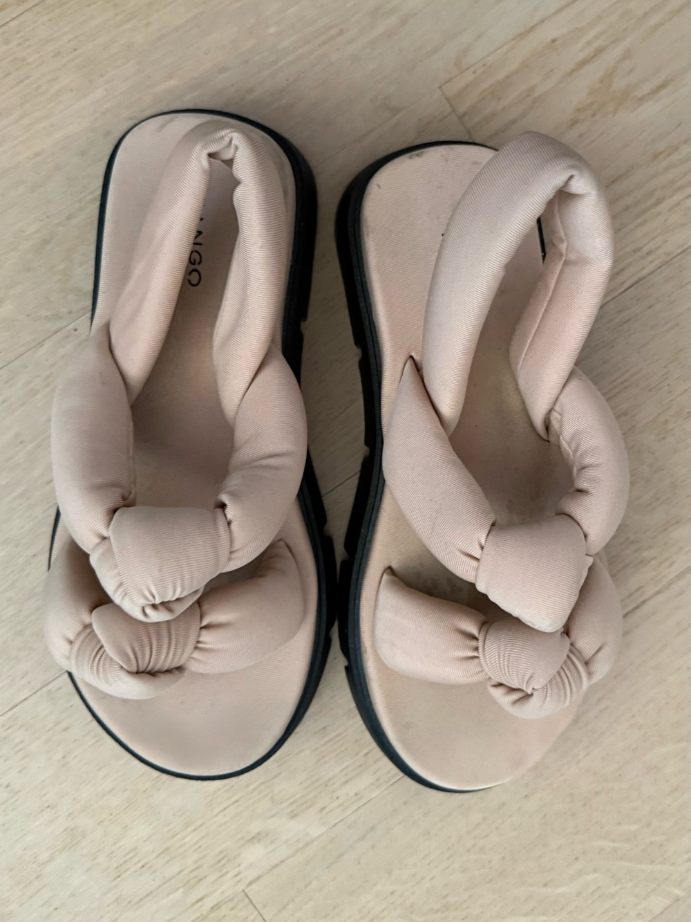 Mango Puffy Padded Quilted Knot Platform Slingback Sandals Size 38 EUC